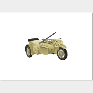 German WW2 Motorcycle with a Sidecar Posters and Art